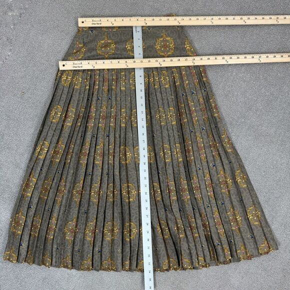 Calliope Vintage Jewel Damask Print Pleated Maxi Skirt Taupe 10 - Picture 12 of 13